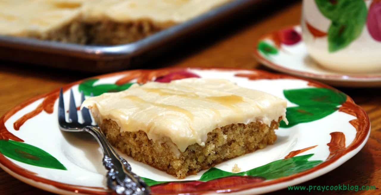 Apple Sheet Cake With Caramel Frosting