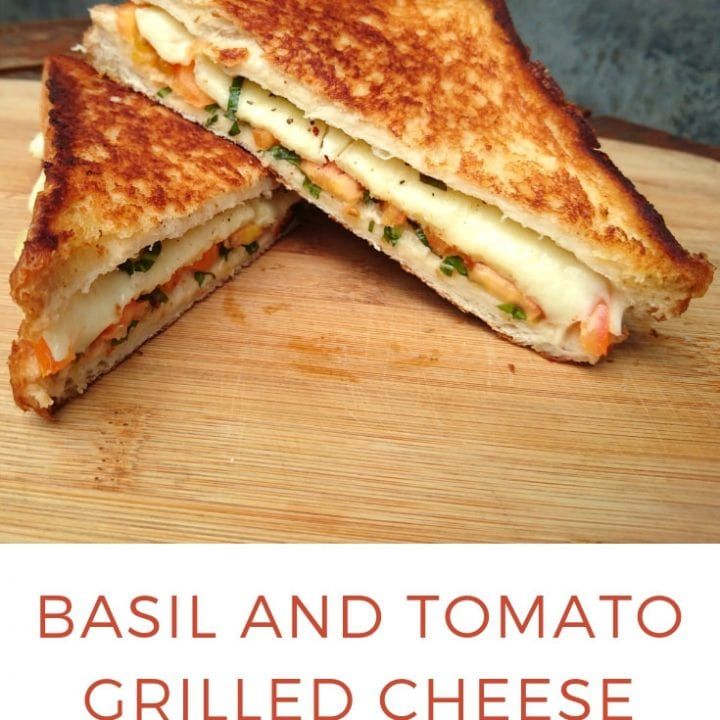 basil and tomato grilled cheese featured