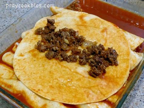 Making homemade enchiladas