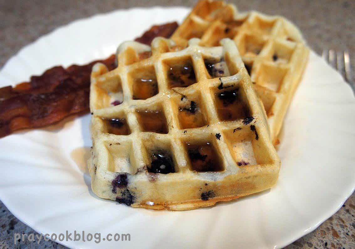 Blueberry Waffles and Homemade Blueberry Sauce