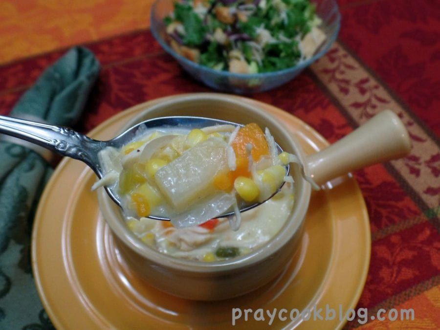 Chicken Sweet Potato Corn Chowder take a bite!