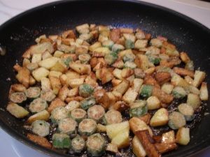Fried Okra and Potatoes