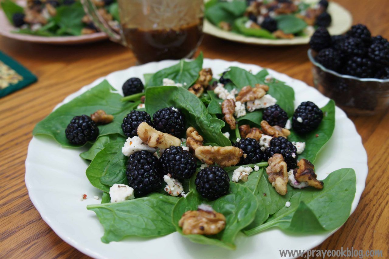 Wilted Spinach, Blackberry and Goat Cheese Salad