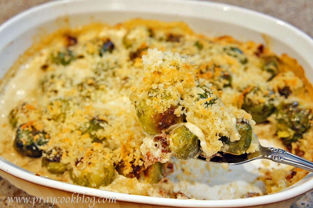 Brussels Sprouts and Bacon Au Gratin