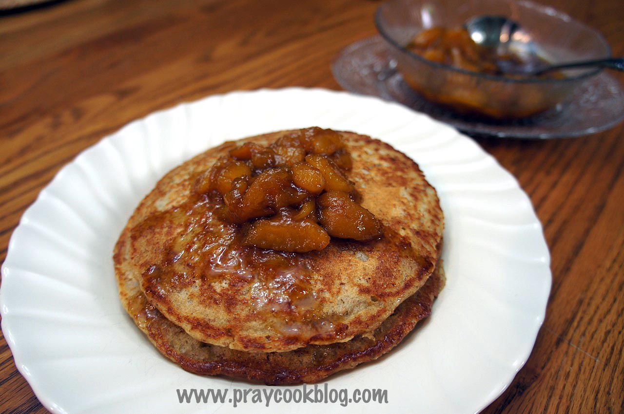 Multigrain Buttermilk Pancakes with Peach Compote