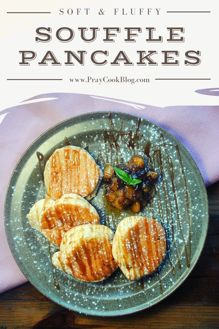 Soft & Fluffy Souffle Pancakes with Caramelized Bananas